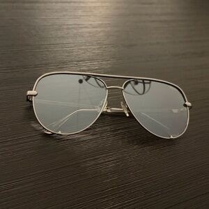 Quay Australia x Desi Perkins High Key Silver Aviator Sunglasses